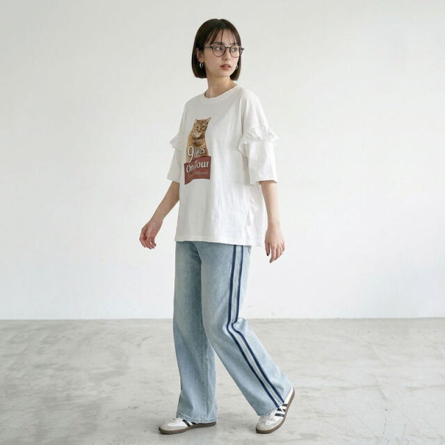 袖フリルネコプルオーバー