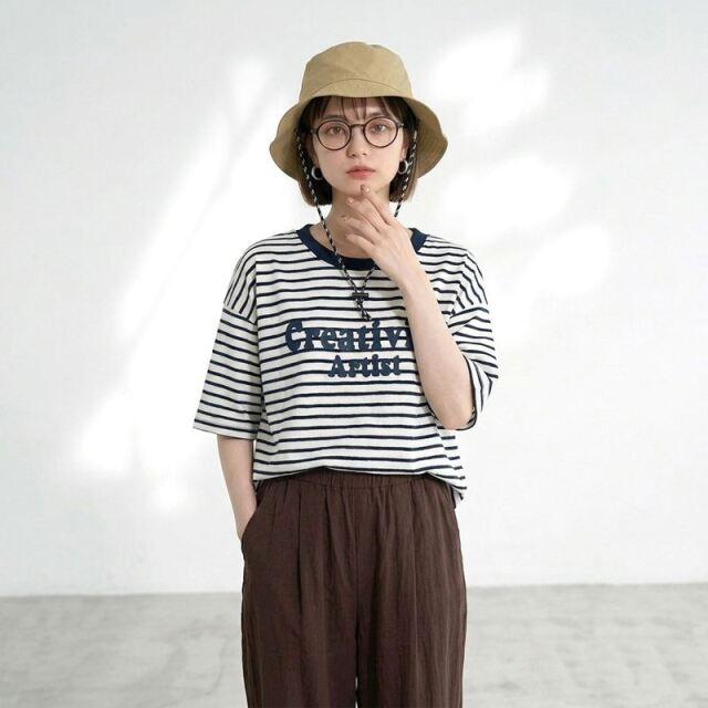 スラブボーダーロゴBIGTシャツ