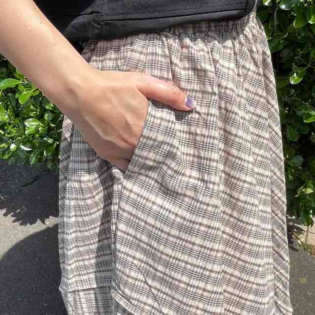 チェック切替コクーンスカート