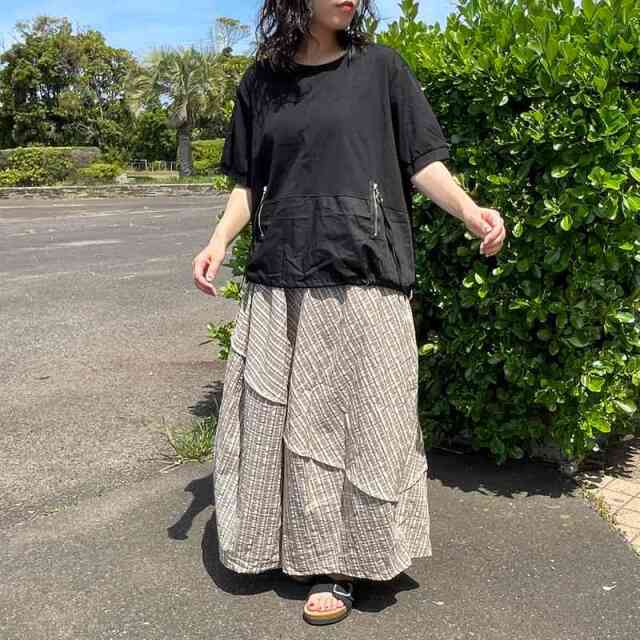 チェック切替コクーンスカート