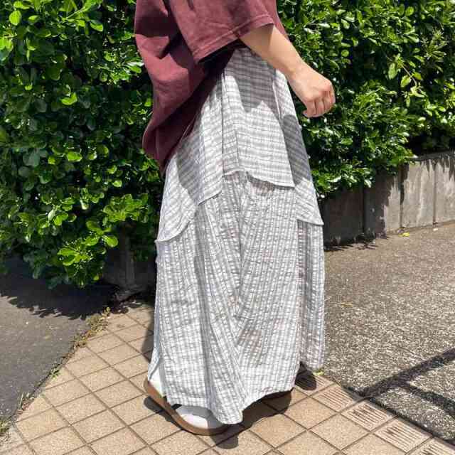 チェック切替コクーンスカート