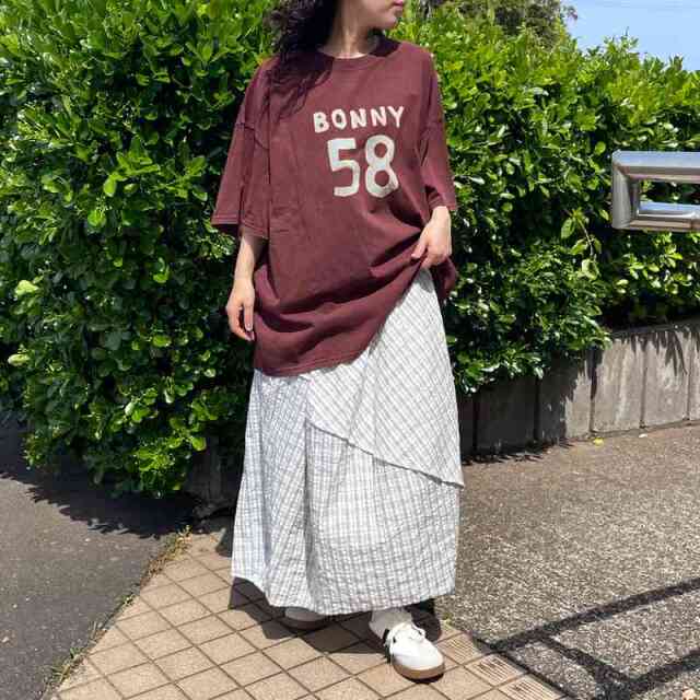 チェック切替コクーンスカート