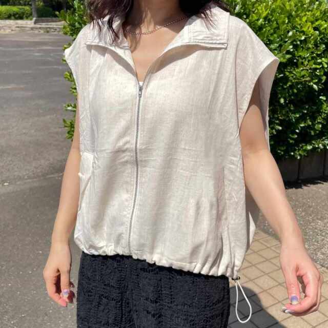 綿麻スタンドZIPベスト