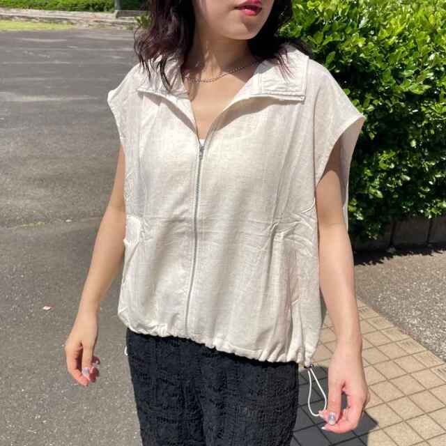 綿麻スタンドZIPベスト