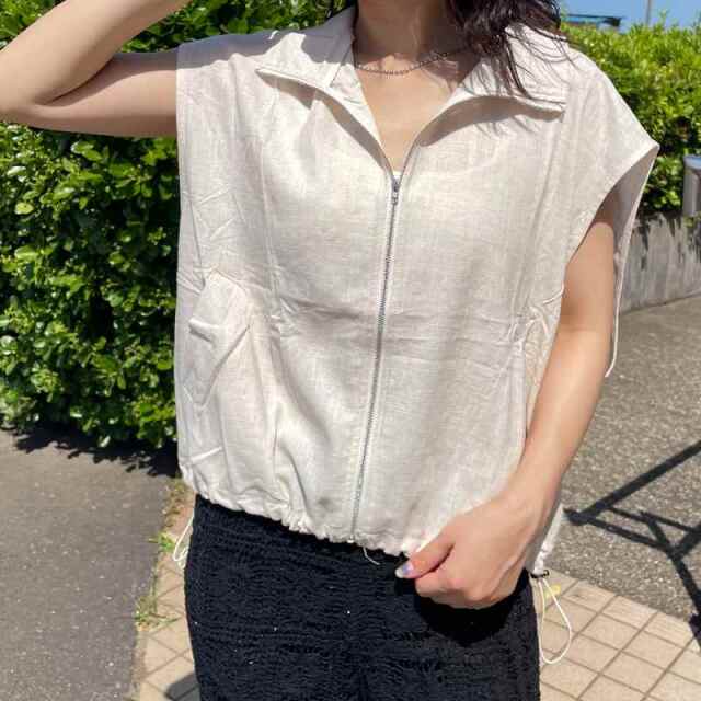 綿麻スタンドZIPベスト