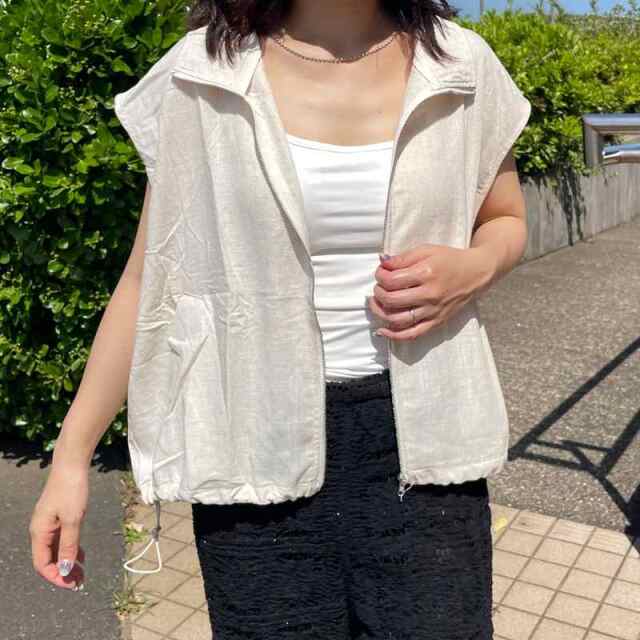 綿麻スタンドZIPベスト