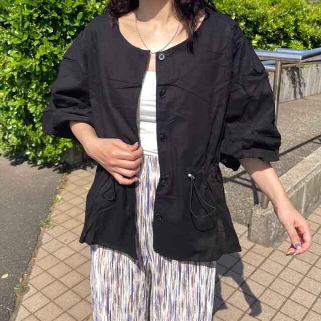 ノーカラードロストブラウス