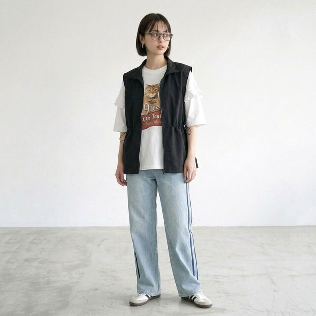 ナイロン風スタンドベスト