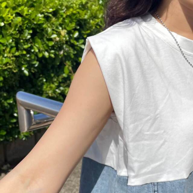 デニム切替ノースリプルオーバー