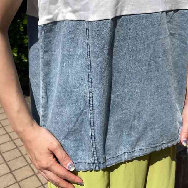 デニム切替ノースリプルオーバー