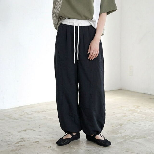 ナイロン風配色イージーパンツ