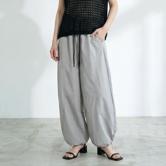 ナイロン風配色イージーパンツ