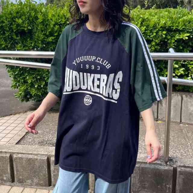 袖ラインラグラン配色BIGTシャツ
