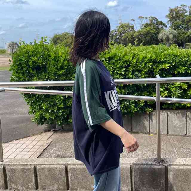 袖ラインラグラン配色BIGTシャツ