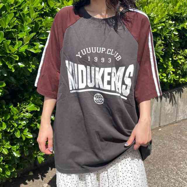 袖ラインラグラン配色BIGTシャツ