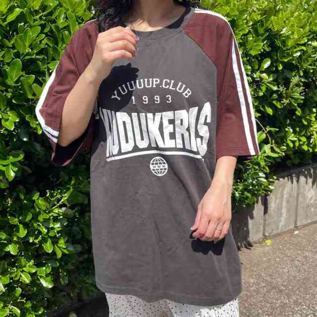 袖ラインラグラン配色BIGTシャツ