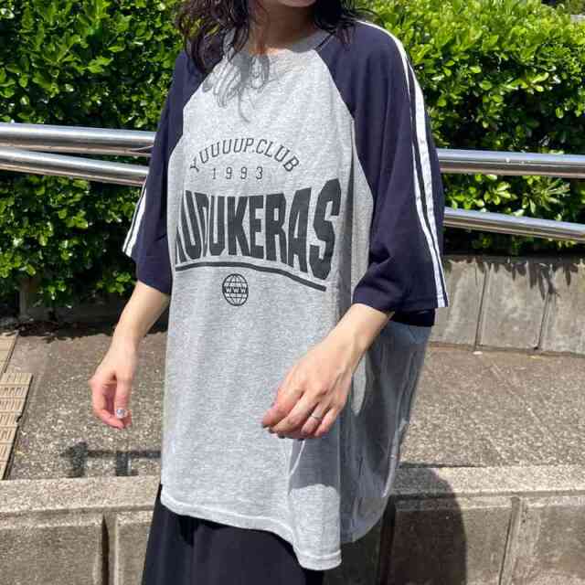 袖ラインラグラン配色BIGTシャツ