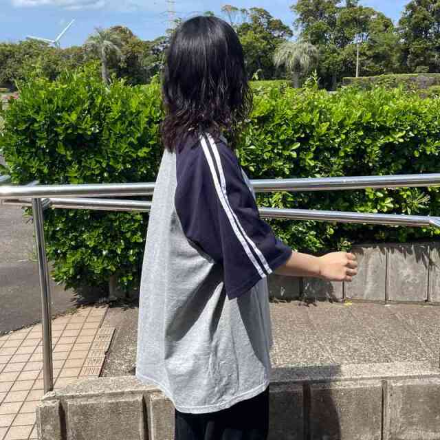 袖ラインラグラン配色BIGTシャツ