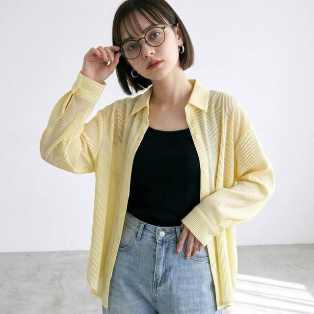 ストライプシアーシャツ