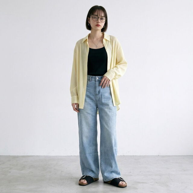 ストライプシアーシャツ