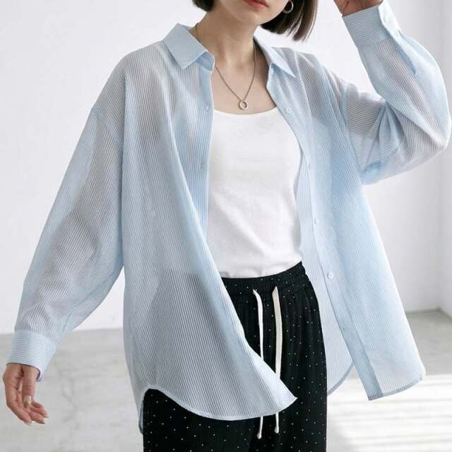ストライプシアーシャツ