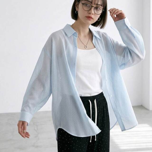 ストライプシアーシャツ