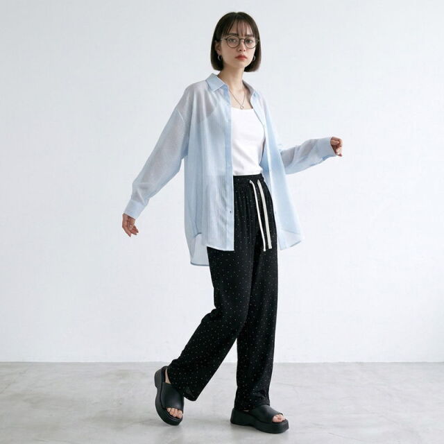 ストライプシアーシャツ