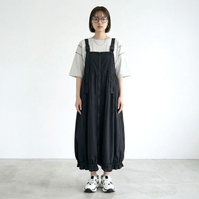 裾フリルZIPジャンパースカート