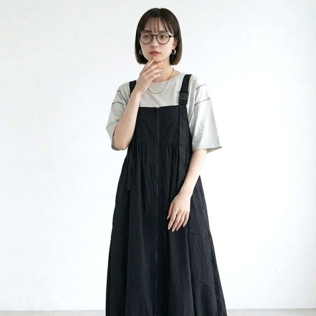 裾フリルZIPジャンパースカート