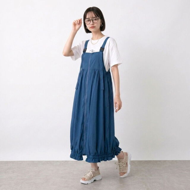 裾フリルZIPジャンパースカート