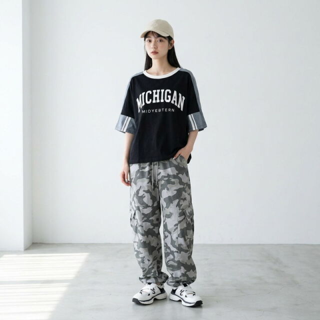 デニム切替ラグランプルオーバー