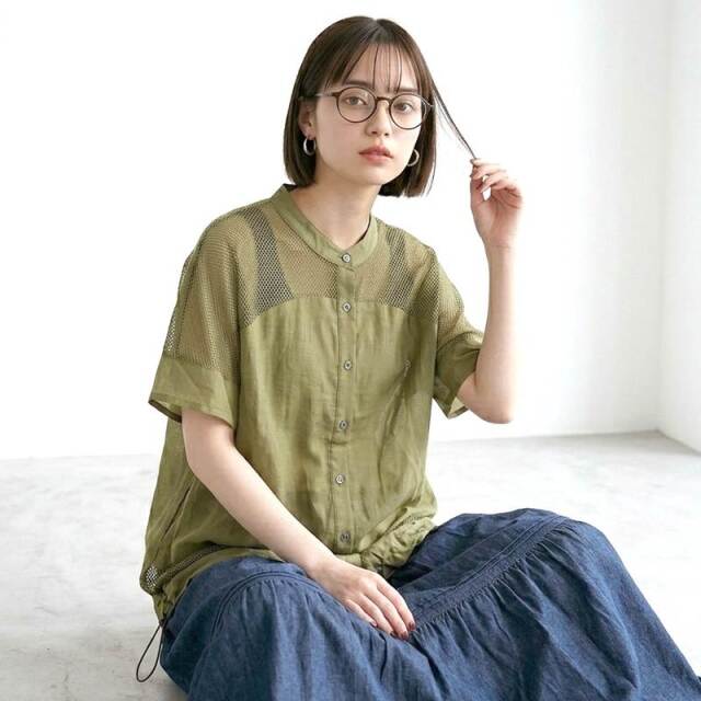 メッシュ切替シアーカーディガン