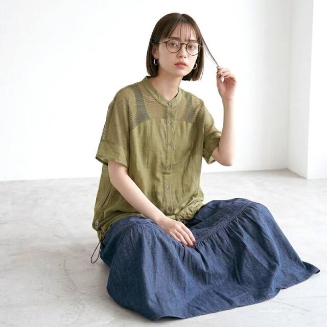 メッシュ切替シアーカーディガン