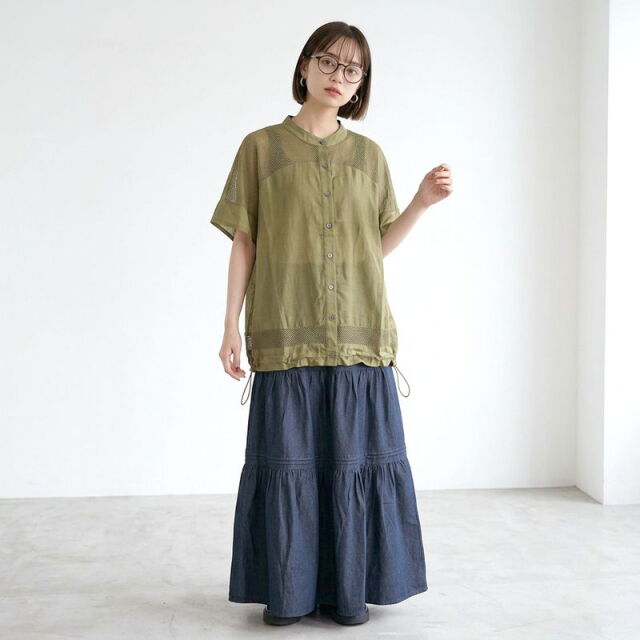メッシュ切替シアーカーディガン