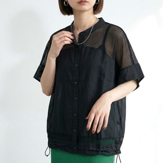 メッシュ切替シアーカーディガン