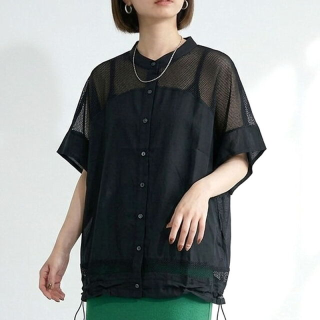 メッシュ切替シアーカーディガン