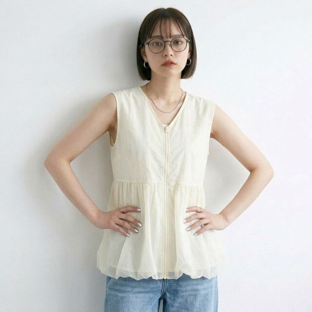 チュール切替ZIPベスト