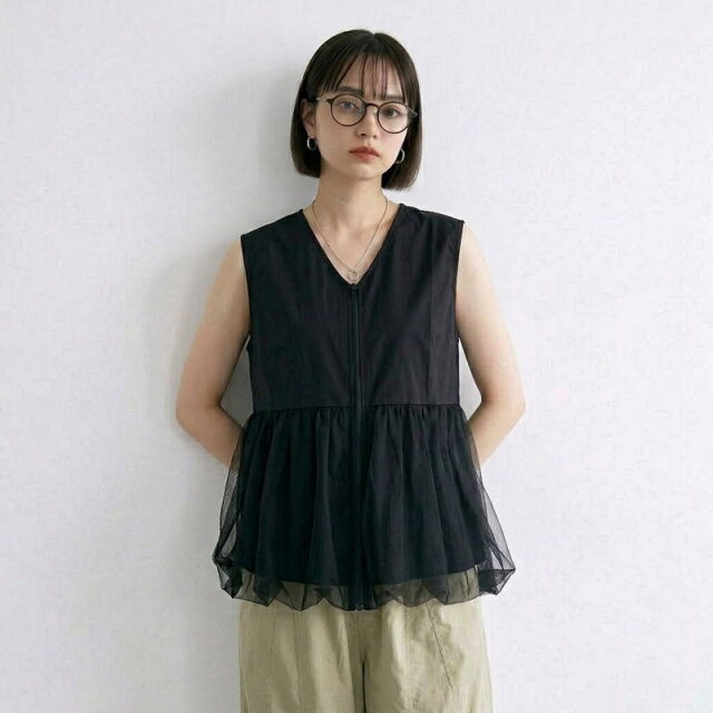チュール切替ZIPベスト
