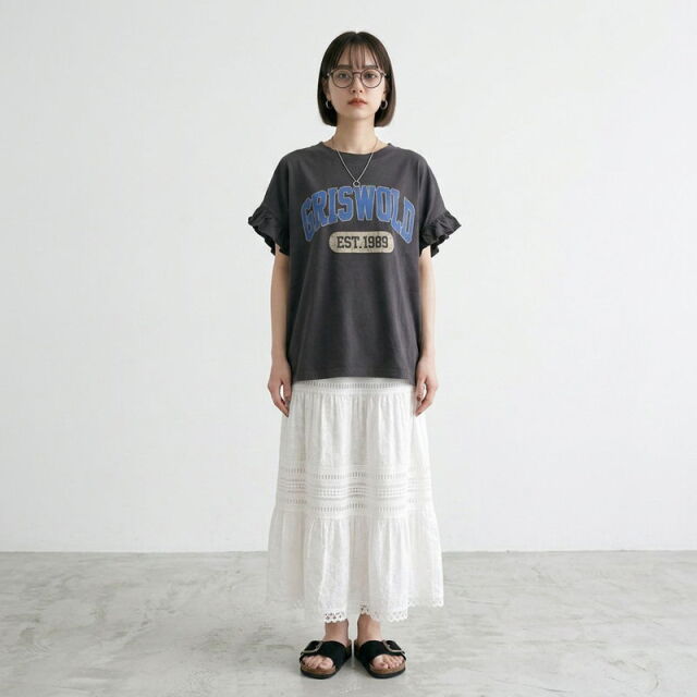 袖フリルカレッジプルオーバー