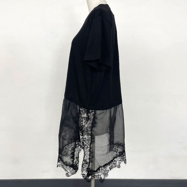 裾レースレイヤースラブTシャツ