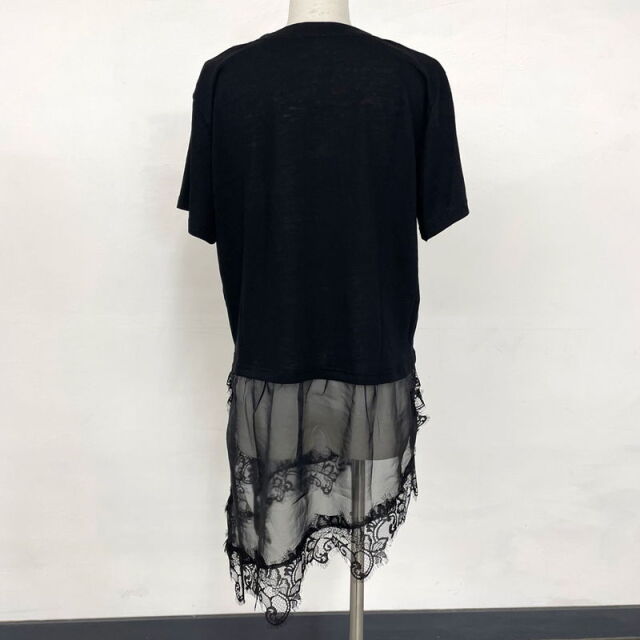 裾レースレイヤースラブTシャツ