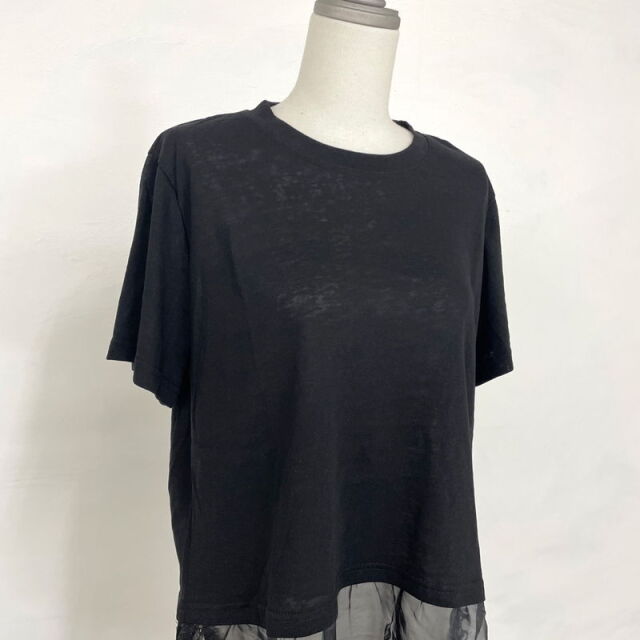 裾レースレイヤースラブTシャツ