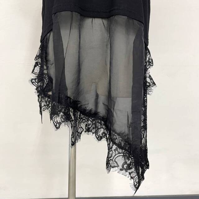 裾レースレイヤースラブTシャツ