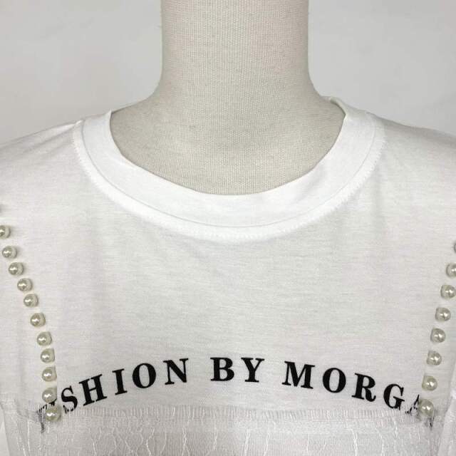パールレースキャミレイヤード風ロゴTシャツ