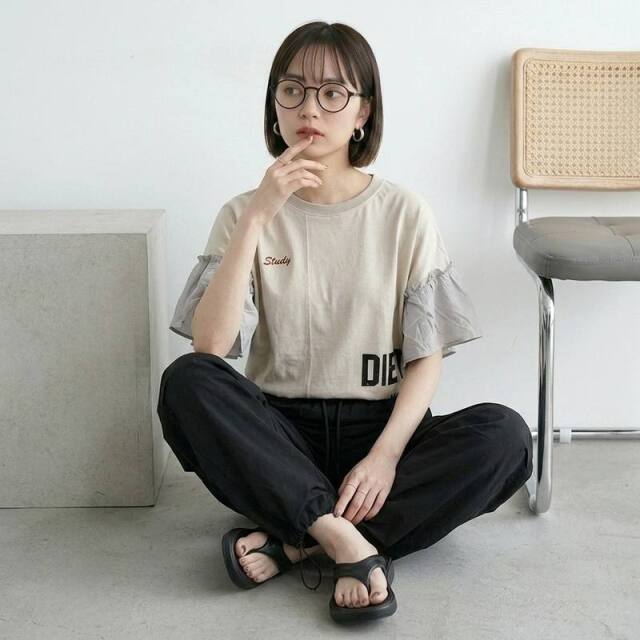 ナイロン風刺繍ロゴパンツ