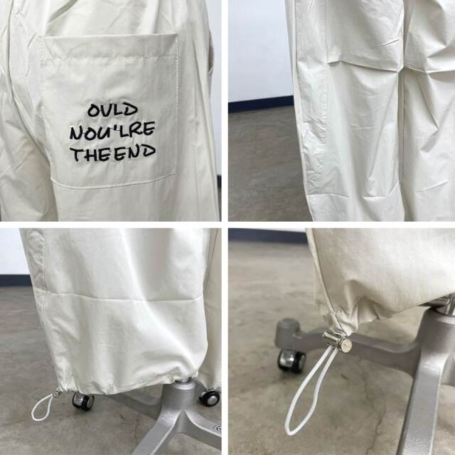 ナイロン風刺繍ロゴパンツ