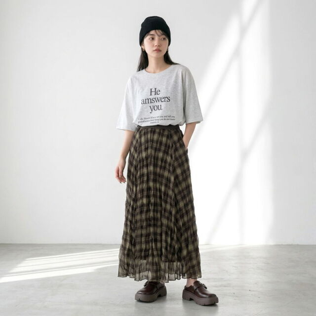 総柄プリーツスカート