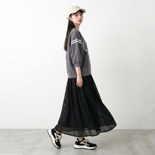 メッシュフレアスカート