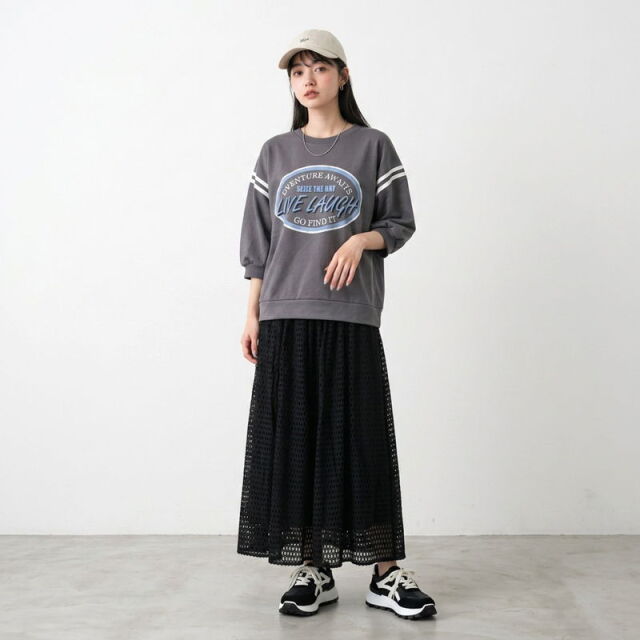 メッシュフレアスカート