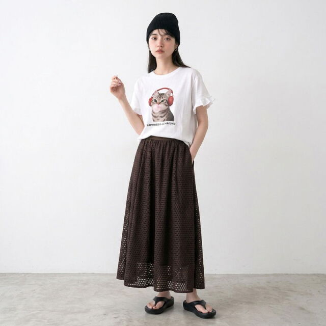 メッシュフレアスカート